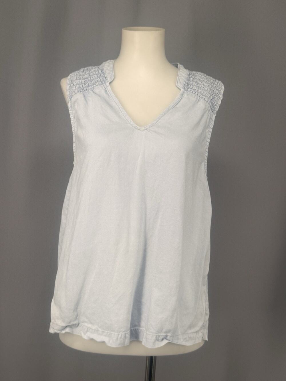 Cloth & Stone Tank Womens Medium Blue 100% Tencel V Neck Tie Boho Beach Coastal